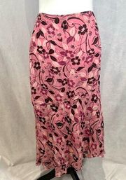 90s vintage Y2K pink rose floral chiffon midi skirt size 22W