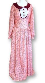 Forum Novelties Dress Retro Prairie Style Pink Maroon Floral Halloween Costume