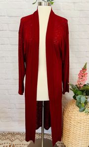 Wine Red Maxi Cardigan