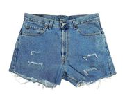 Levi's Jean Shorts 550 Denim Cutoffs High Rise Distressed 33" Y2K 100% cotton