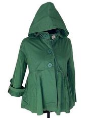 For Joseph Jacket. Green. Hood. Short swing style. Size Small