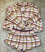 NEW Free People INTIMATELY Wrapped In Flannel Set Shirt & Shorts Womens‎ Size S