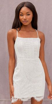 Romantic Fate White Lace Bodycon Mini Dress