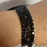 New!  bracelet layered sparkly black bead chain link