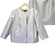 NWT Talbots Silver Silk 2-Piece Suit Skirt & Jacket Women’s Size 16W Petite NEW