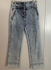 Ulla Johnson High Rise Crop Flare Button Fly Acid Wash Jeans Size 4