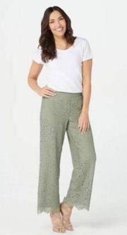 Isaac Mizrahi Sage Wide Leg Knit Pants Lace Cropped Pants Size XXSP