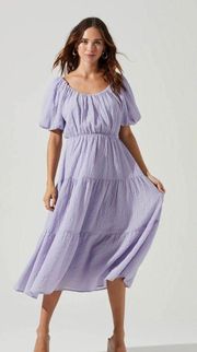 The Label Smocked Tiered Maxi Dress in Pale Purple, Size S