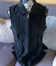 DENNIS BASSO Black Leather Suede Vest Size Medium
