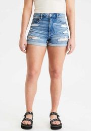 American Eagle  Denim Shorts Curvy High Rise Shortie Jean Distressed Size 6