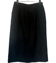 Pendleton Black Virgin Wool Long Back Slit Pockets Classic Skirt Women Sz 10