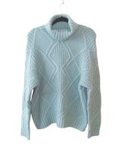 NWT Light Blue Chunky Cable Knit Turtleneck Sweater