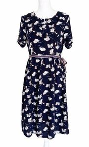 SALE Revolve Few Moda NWT Floral Belted Knee-Length Dress Blue Size S