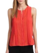 Diane Von Furstenberg New Slice Sleeveless Hot Orange Snap Button Down Top 6