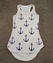 Tan/Blue Anchor Tank Top, Women's S