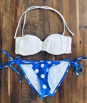 Blue And White Polka Dot Bikini Bottoms