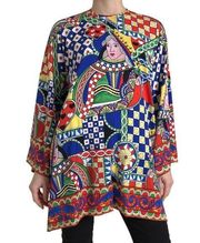 Dolce & Gabbana Multicolor Queen Of Hearts Printed Long Sleeves Blouse Top XS