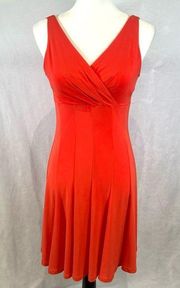 burnt orange pleated wrap top empire waist flowy dress size 2