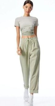 alice + olivia Liliana Cuff Paperbag Pants Sage Green Women's Small