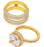 New Radiance by Absolute™ Round Solitaire Pavé 2-piece Guard Ring Set - 835-629