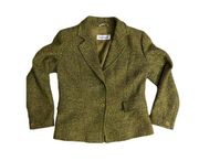 MaxMara Italian Made Vintage Virgin Wool Green Flecked Tweed Blazer Size 12