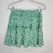 Princess Polly  Floral Ruffle Bohemian Preppy Green Women 6 Mini Skirt