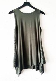 Karen Kane Olive Green Lace Tank Top Women's Size M