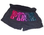 Victoria's Secret Pink Ombre Rainbow Logo Sleep Shorts PJ Black S