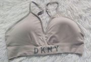 NWOT DKNY Size Large Gray Sports Bra With Adjustable Straps