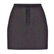 NWT SKIMS MESH RHINESTONE COVER MINI SKIRT XXS smoke color  BLING