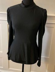 Black NWT shirt with mutton sleeves and peplum style bottom