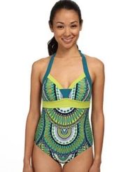 Prana Isla Halter Tie Cutout One Piece Swimsuit. Size XS. EUC!