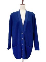 Vintage Salvatore Ferragamo Wool Button Front Cardigan Royal Blue Size Large