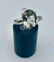 Brazilian Green Amethyst Sterling Silver Ring Size 8