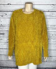 Denim & Co. NWT Size 3X Golden Yellow Scoop Neck Chenille Sweater Top