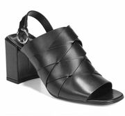 Via Spiga Oren2 Woven Black Leather Block Heel Sling Sandals, Sz 9