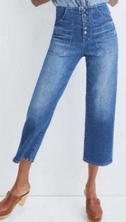 Veronica Beard High Rise Crosbie Crop Wide Leg Blue Wash Cropped Jeans 27