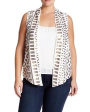 NWT Tart Nerissa Open Front Geometric Gold Sequin Vest Size 3X