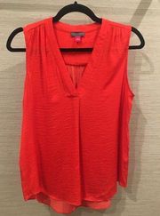 Women's Vince Camuto Rumpled Satin Blouse Red Sleeveless - Size Small