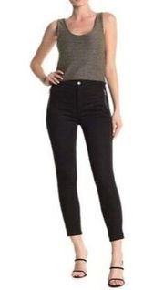 J Brand Black Alana Zip Pocket Mixed Media Skinny Jeans 27