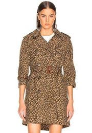 Brown and Black Leopard Print  Revolve Raglan Sleeve Trench Coat