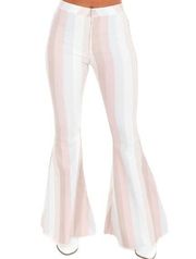 Peach Love California Peach Love Straight to My Heart Pastel Hippie Boho Western Striped Flare Jeans