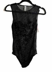 Sophie B. Black Velvet and Lace Bodysuit