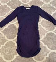 Pink republic xs purple ruched 3/4 sleeve body on dress scoop neck