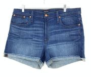 J. Crew Jean Shorts Women's Size 32 Cuffed Medium Merrill Wash NEW