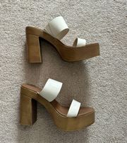 Brown And White Lightweight Heel Sandal 