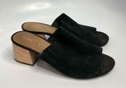 Toms black heeled mules peep toe size 8.5