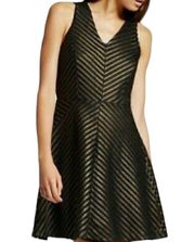 Mossimo Black and Metallic Gold V-Neck Sleeveless Fit and Flare Dress