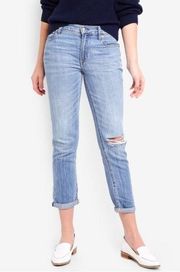 Best Girlfriend Distressed Cotton Linen Lyocell Denim Jeans