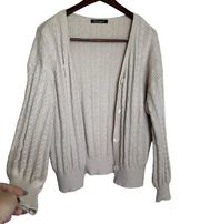 Simplee Nude Cream Chunky Extra Cozy Sweater Cardigan Size Small